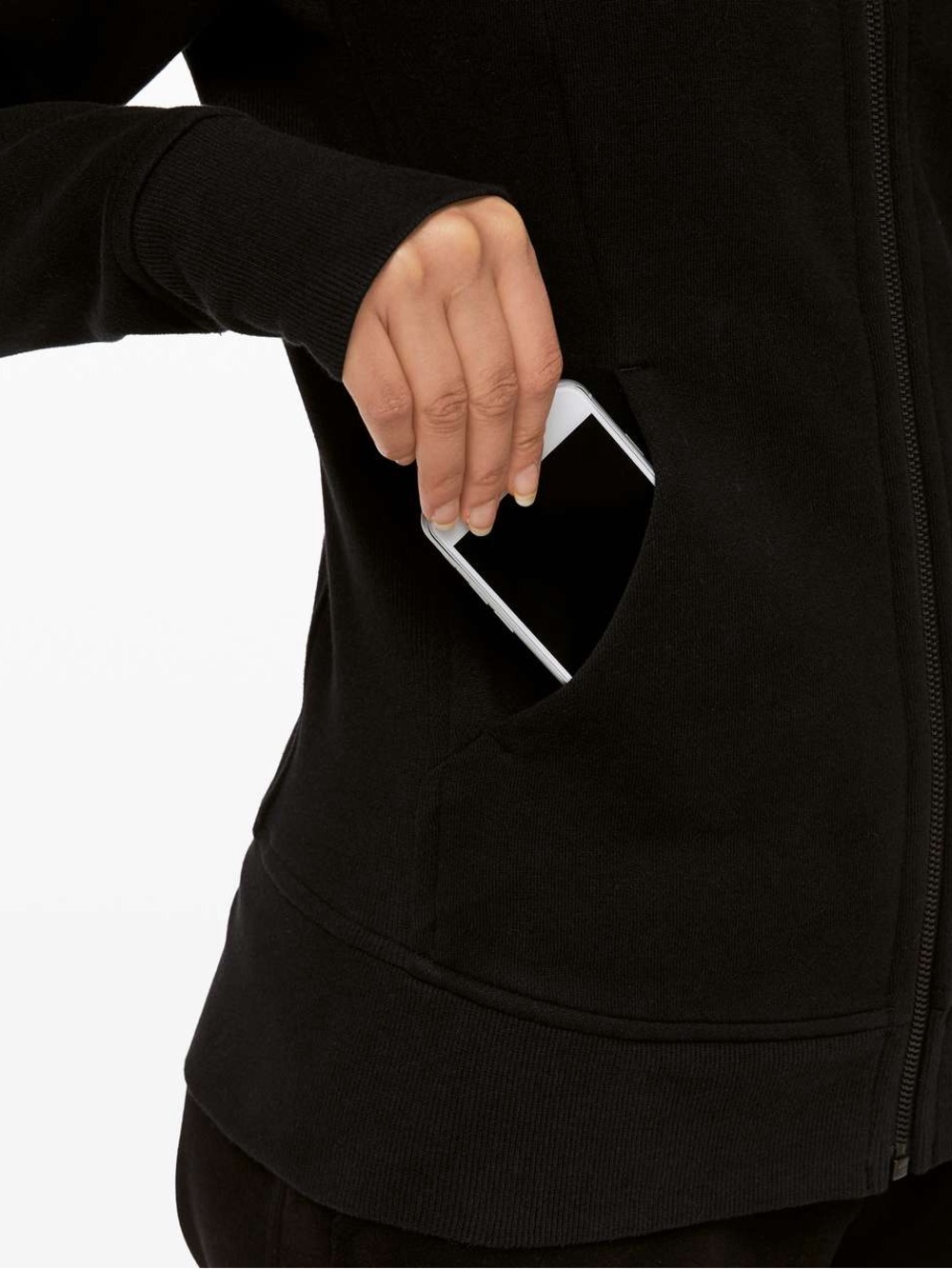 Lululemon Scuba Hoodie Light Cotton Fleece in Black Size 6 Activewear Zip Up - Picture 4 of 11